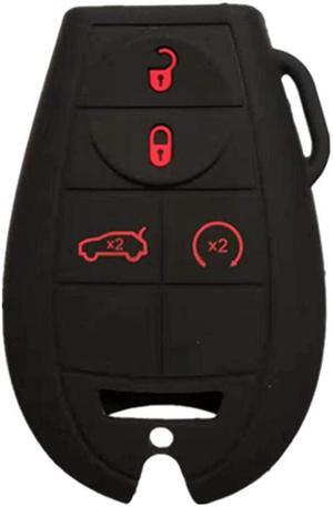 Silicone Keyless Entry Remote Key Fob Cover Case Protector Fit for Jeep Grand Cherokee Commander Dodge Challenger Charger Durango Grand Caravan Journey Magnum 5 Buttons