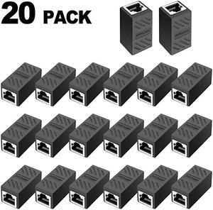 Coupler, Ethernet Coupler, Ethernet Inline Connector Plugs for Cat5 Cat5e Cat6e Cat7 Cable (Black 20 Pack)