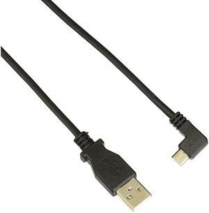 com 2m 6 ft Micro-USB Charge-and-Sync Cable - Right-Angle Micro-USB - M/M - USB to Micro USB Charging Cable - 24 AWG (USBAUB2MRA) Black