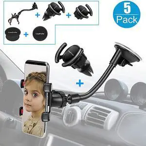 Car Phone Mount,  Universal Phone Holder for Car Cell Phone, 360 Degrees Dashboard Desk Wall Bracket for GPS Navigation and Any Smartphone