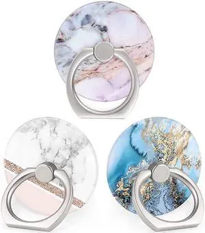 Cell Phone Ring Holder Stand 360 Rotation 3Pack Universal Smartphone Ring Grip Stand Compatible with Smartphones and Tablets Marble