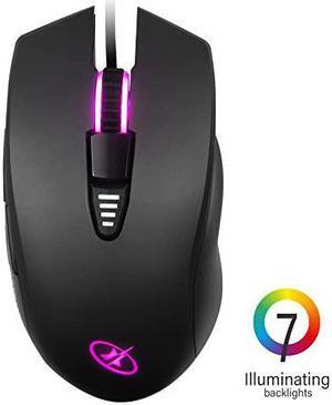 Ergonomic Computer Laptop Gaming Mouse 5 Levels up to 4000 DPI w Advanced Optical Sensor 7 LED Backlit Colors RGM400