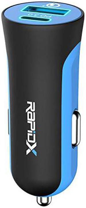 X2PD Compact & Fast Dual Car Charger with 30W USB-C PD - Blue, Model: None