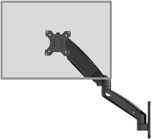 Single LCD Monitor Fully Adjustable Gas Spring Wall Mount Fits 1 Screen VESA up to 27 inch 143 lbs Weight Capacity Arm Max Extension 17 inch GSWM001 Black
