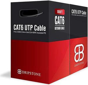 DS611 1000ft CAT6 Outdoor Direct Burial Solid Cable 23AWG Waterproof Wire HDPE Insulated Polyethylene PE for IndoorOutdoor Black B07BW7CHWB