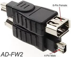 6Pin Female to 4Pin Male IEEE1394a Firewire Adapter ADFW2