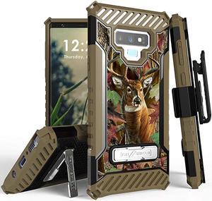 Trishield Series Compatible with Note9 CaseMilitary Grade Rugged Cover + Metal Kickstand+Belt Clip Holster Compatible with Samsung Galaxy Note 9 2018 Deer Outdoors Hunting Camo