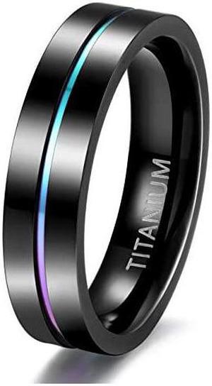 5mm 7mm Rainbow Titanium Ring Colorful Thin Groove Wedding Band Couple Rings Size 513 5mm Size 115