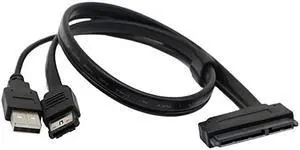 25 Hard Disk Drive SATA 22Pin to eSATA Data USB Powered Cable Adapter for Optimized for SSD Support UASP SATA IIIECSSHDBlack