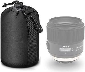 Black Protective Drawstring Soft Neoprene DSLR Camera Lens Pouch Bag for Sony Nikon Olympus Panasonic Medium Size