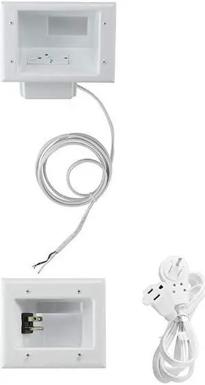Electronics 508823WHKIT Flat Panel TV Cable Organizer Kit with Duplex Surge Power Solution