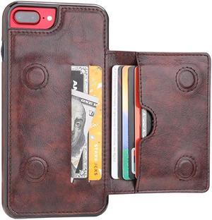 iPhone 7 Plus iPhone 8 Plus Wallet Case with Credit Card Holder Premium Leather Kickstand Durable Shockproof Protective Cover for iPhone 7 Plus8 Plus 55 InchBrown