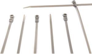 inch Grey Nylon Zip Ties - Strong Zip Tie, Wire Ties - Indoor and Outdoor Rated -Screw Mounting Hole, Zip Ties (Wire Ties, Cable Ties), 100 Pack - Gray - "