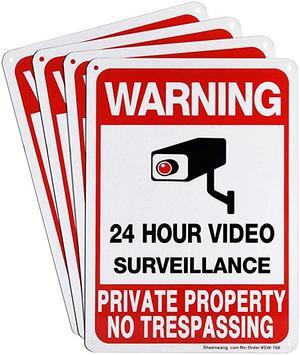 4Pack Private Property No Trespassing Sign Video Surveillance Signs Outdoor UV Printed 040 Mil Rust Free Aluminum 10 x 7 in Security Camera Sign for Home Business Driveway Alert CCTV