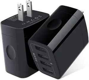 USB Wall Charger, 2-Pack  4.8A 4-Port USB Plug Cube Portable Charging Box Wall Charger Plug, USB Charging Block, Adapter for Phone 11Pro Max/XR/XS MAX/8/7 Plus, Samsung Galaxy S5 S6 and More