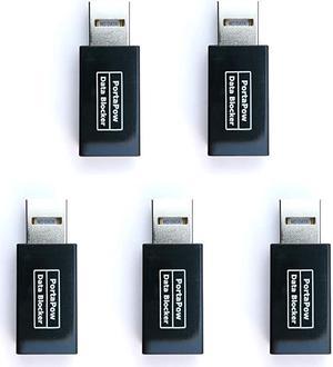 3rd Gen USB Data Blocker Black 5 Pack Protect Against Juice Jacking