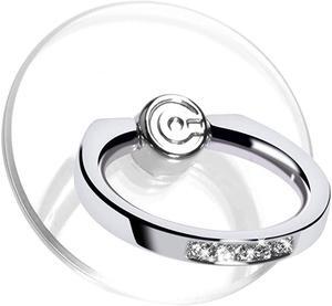 Transparent Phone Ring Stand Holder -  Cell Phone Ring Holder Finger Grip 360 Degree Rotation (2 Silver Diamond)