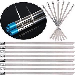 50Pcs 5.9 Inch Stainless Steel Exhaust Strap Wrap Coated Locking Cable Zip Ties Perfect for Automotive Parts, Home Repair, Computer Repair