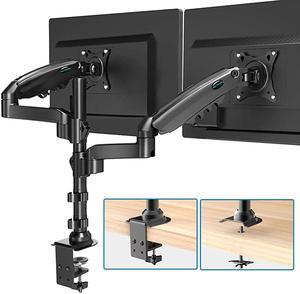 Monitor Stand Height Adjustable Gas Spring Double Arm Monitor Mount Desk Stand Fit Two 17 to 32 inch Screens with Clamp Grommet Mounting Base Each Arm Hold up to 198lbs