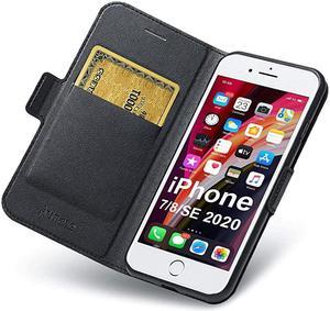 iPhone SE 2020 Wallet Case iPhone 8 Wallet Case iPhone 7 Flip Case with Card Holder Magnetic Closure Kickstand Ultra Slim Leather Folio Cover Full Protection for Apple 47 Phone Black