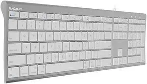 Ultra Slim USB Wired Computer Keyboard - Works as Windows or Mac Wired Keyboard - Full Size Keyboard with 20 Apple Shortcut Keys - Mac Keyboard with Number Pad - Silver Aluminum Finish