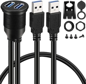 2 Ports Dual USB 30 Male to USB 30 Female AUX Flush Mount Car Mount Extension Cable for Car Truck Boat Motorcycle Dashboard Panel 3ft 2 Ports Dual USB 30 Male to USB 30 Female AUX Flush Mount Car Mount Extension Cable for Car Truck Boat Motorcycle Dashboard Panel 3ft