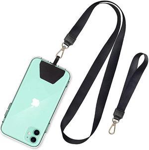 Phone Lanyard Neck Strap and Wrist Tether Key Chain Holder Universal for Phone Case Anchor Fit All SmartphonesBlack
