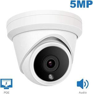 5MP IP PoE Dome Security Camera with MicrophoneTurret Camera Outdoor ONVIF Camera IP66 WeatherproofNight Vision 98ftMotion Detection Wide Angle 28mmIPCD350WS