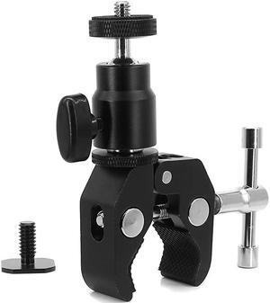 Head Shoe Mount Camera Mount Clamp w/ 1/4"-20 Tripod head Hot Shoe Adapter and Cool Super Clamp