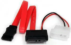 com 12in Slimline SATA to SATA with LP4 Power Cable Adapter SLSATAF12