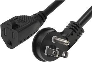 3ft 163 AWG Ultra Low Profile NEMA 515P Right Angle to NEMA 515R Power Cord White