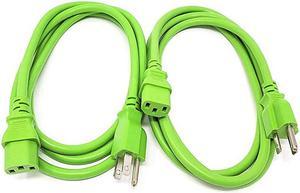 CONNECTORS Inc 6 Feet Ul Approved 18 AWG 10 Amp Power Cord NEMA 515P C13 Green 2 Pack M05113ULG2P