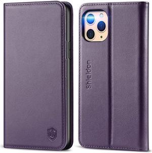 iPhone 11 Pro Wallet Case Genuine Leather Auto Sleep Wake Flip Book Case with Kickstand Card Slot Magnetic Closure TPU Shockproof Cover Compatible with iPhone 11 Pro 58 Inch Dark Purple
