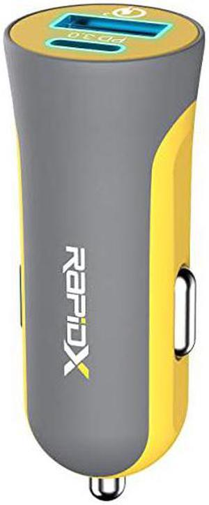 X2PD Compact & Fast Dual Car Charger with 30W USB-C PD - Yellow