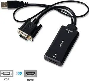 VGA to HDMI  VGA to HDMI Adapter with Audio Support and 1080P Resolution VGA Input to HDMI Output