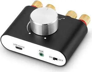 Mini Bluetooth Power Amplifier Stereo HiFi Digital Amp 20 Channel 50W×2 with AUXUSBBluetooth Input Wireless Audio Receiver PC Sound Card with Power Supply Black