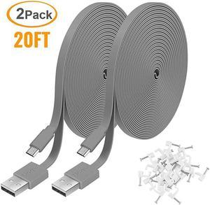 Pack 0FT Power Extension Cable Compatible with WyzeCam Wyze Cam Pan NestCam IndoorBlink Yi Camera Cloud CameraUSB to Micro USB Durable Charging and Data Sync Cord Gray