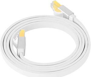 Ethernet Cable 10 ft  2 Pack Cat 8 Network Internet Cables Flat LAN Cord with RJ45 Connector for PoE Modem Router Switch Gaming White