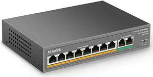 8 Port PoE Switch with 2 Gigabit Uplink, 802.3af/at PoE+ 100Mbps, 120W Built-in Power, Extend to 250Meter, Metal Plug & Play