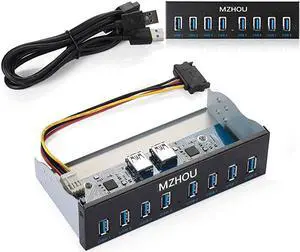 Front Panel USB 30 Hub 8 Port19 Pin to 8 Port USB 30 Hub for PC USB Flash Drives Transfer Speed up to 5 Gbps Fits Any 525 Computer Case Front Bay