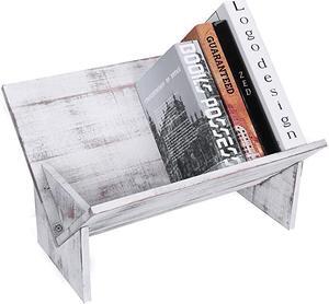 Rustic Vintage Whitewash Wooden Tilted Desktop Decorative Storage Organizer Display Bookshelf