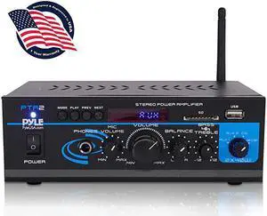Home Audio Power Amplifier System 2X40W Mini Dual Channel Mixer Sound Stereo Receiver Box w AUX Mic Input For Amplified Speakers PA CD Player Theater via RCA Studio Use  PTA2