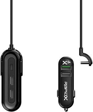 RXX5USBBOBPL X5 Plus Car Charger 5 USB Ports QC 30Type CBlack on Black