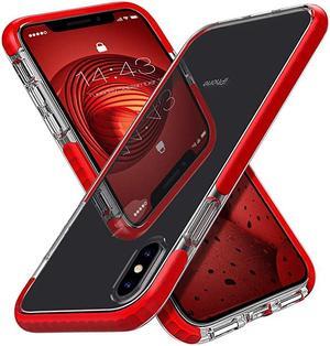 iPhone Xs Max Case Clear Thin Slim AntiYellow AntiSlippery AntiScratches Shockproof Bumper Cover Protective Case for iPhone Xs Max 65Red