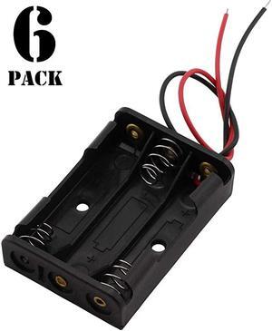 6 Pieces 3 Slots x 15V AAA Battery Case Holder Battery Spring Clip Storage Box with 6 inches Wire Leads