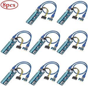 PCIe Riser 8 Pack GPU Riser Adapter Card PCI Express 1X to 16X Extender Mining Graphics Card USB 30 Extension 6pin MOLEX to SATA Power Cable for Ethereum Bitcoin Litecoin Device
