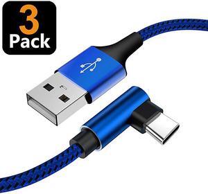 3 Pack] Galaxy S10 Charger  USB Type C Cable 10FT [Case Friendly] 90 Degree Durable Nylon Braided Fast Charging Cord for Samsung Galaxy S21 S20 S10 S9 S8 Plus S20 FE Note 20 Ultra (Blue 10FT)