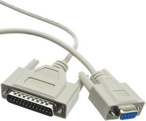 Null Modem Cable DB9 Female to DB25 Male Serial Cable UL Rated 8 Conductor Beige 10 Feet
