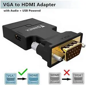 VGA to HDMI Adapter Converter with AudioPC VGA Source Output to TVMonitor with HDMI Connector Active Male VGA in Female HDMI 1080p Video Dongle adaptador for ComputerLaptopProjector