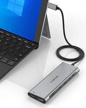 33FT Long Cable USB C Hub with 4K HDMI 2 USB 30 Card Reader Aux Type C DataCharging Adapter Compatible 20202016 MacBook Pro New Mac AirSurface ChromeBook More CBC37 Space Gray